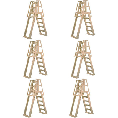 Vinyl Works A Frame Ladder with Barrier for Pools 48 to 56" Tall, Taupe (6 Pack)