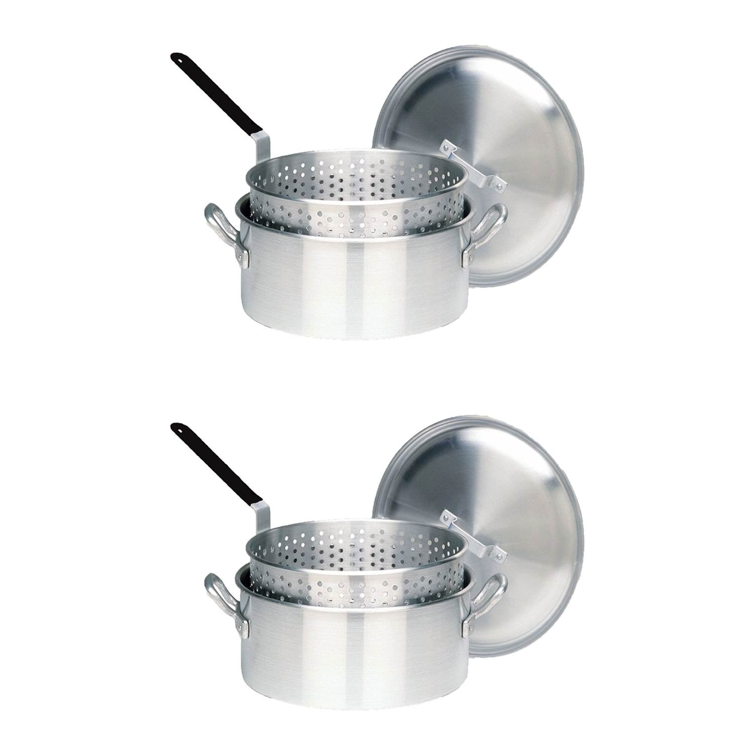 Bayou Classic Durable 14 Quart Aluminum Fry Pot and Removable Basket (2 Pack) - VMInnovations