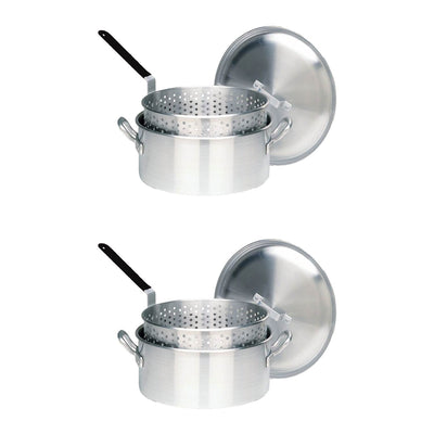 Bayou Classic Durable 14 Quart Aluminum Fry Pot and Removable Basket (2 Pack) - VMInnovations