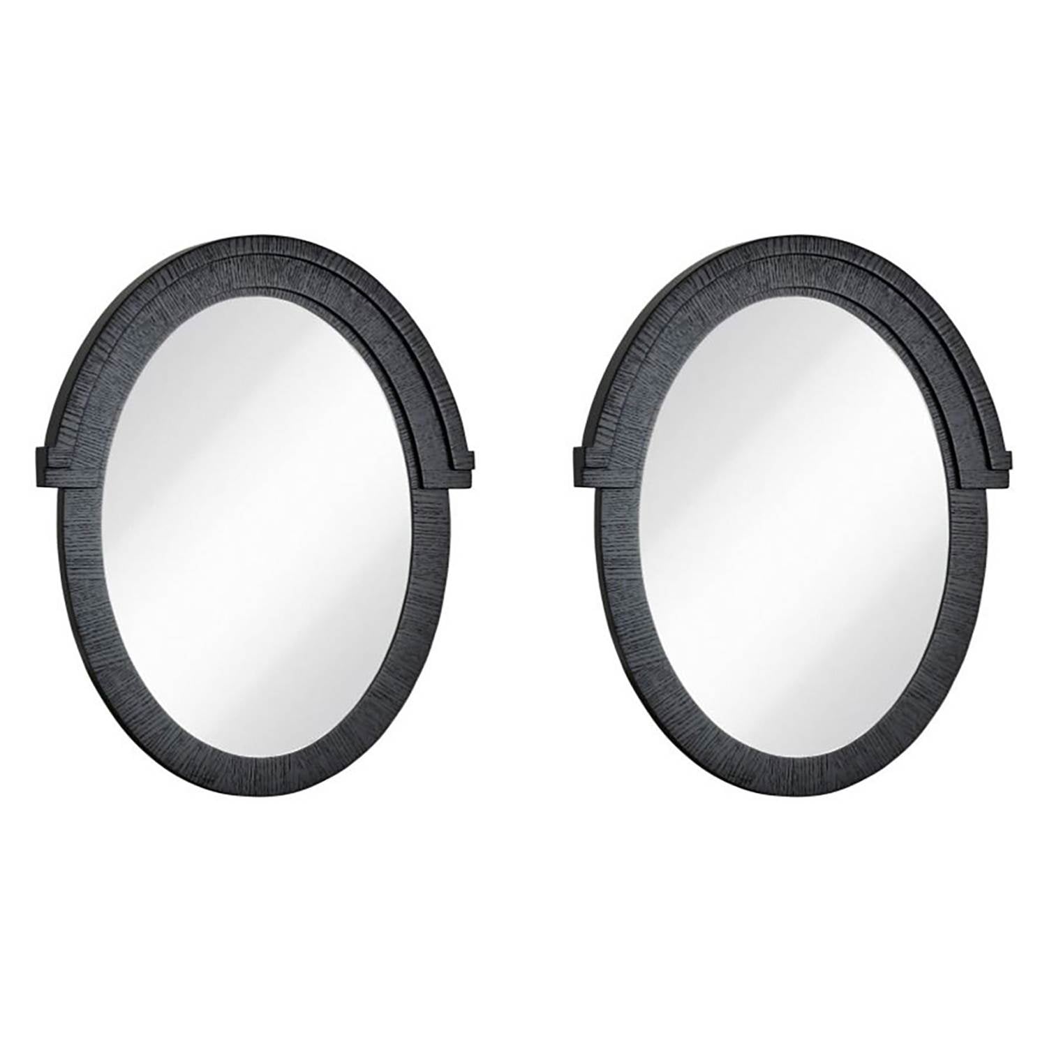 Majestic Mirror Oval Black Wood Hanging Wall Glass Mirror 22 x 28 in (2 Pack)