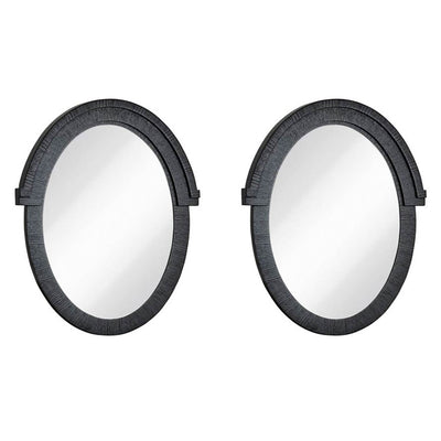 Majestic Mirror Oval Black Wood Hanging Wall Glass Mirror 22 x 28 in (2 Pack)