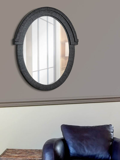 Majestic Mirror Oval Black Wood Hanging Wall Glass Mirror 22 x 28 in (2 Pack)