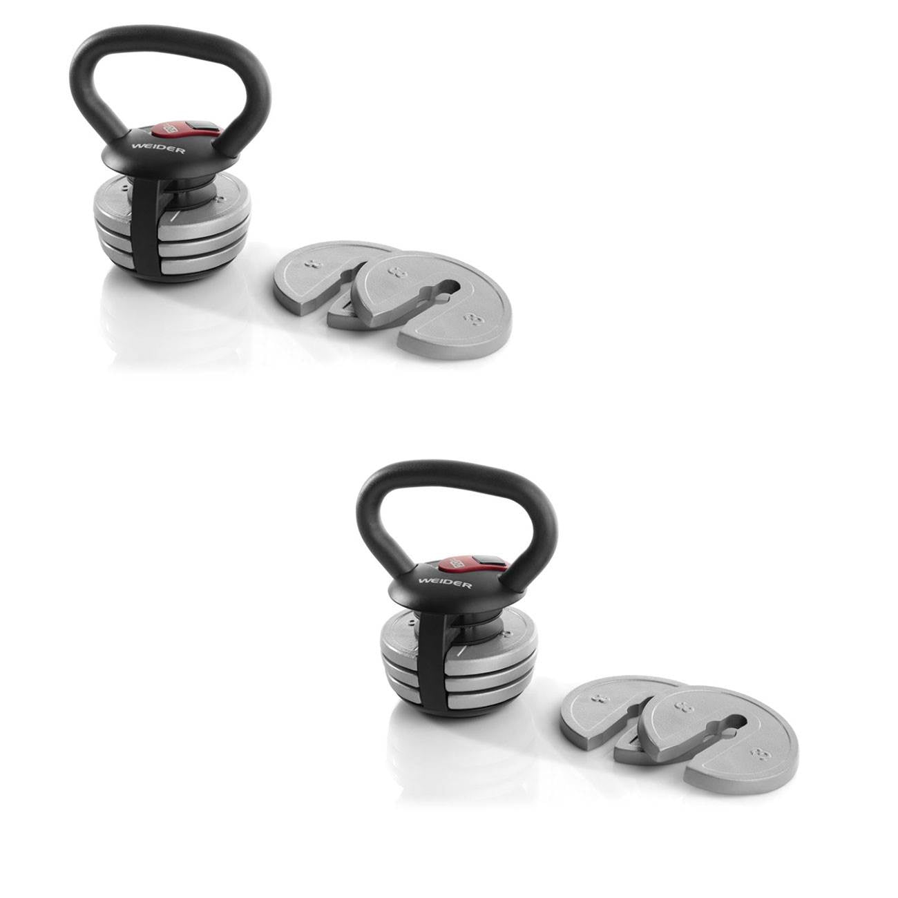 Weider PowerBell 20 Pound Kettlebell for Cardio and Strength Training (2 Pack)