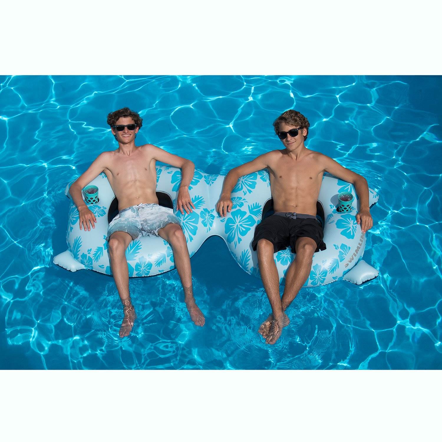 Swimline Inflatable Sunglasses Ride On Raft for Swimming Pool, Blue (6 Pack)