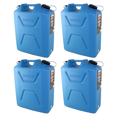 Wavian 5 Gallon Plastic Water Jug Can Container with Easy Pour Spout (4 Pack) - VMInnovations