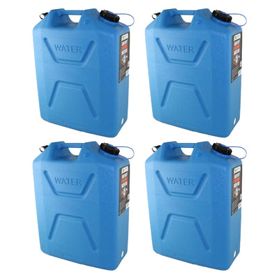 Wavian 5 Gallon Plastic Water Jug Can Container with Easy Pour Spout (4 Pack)