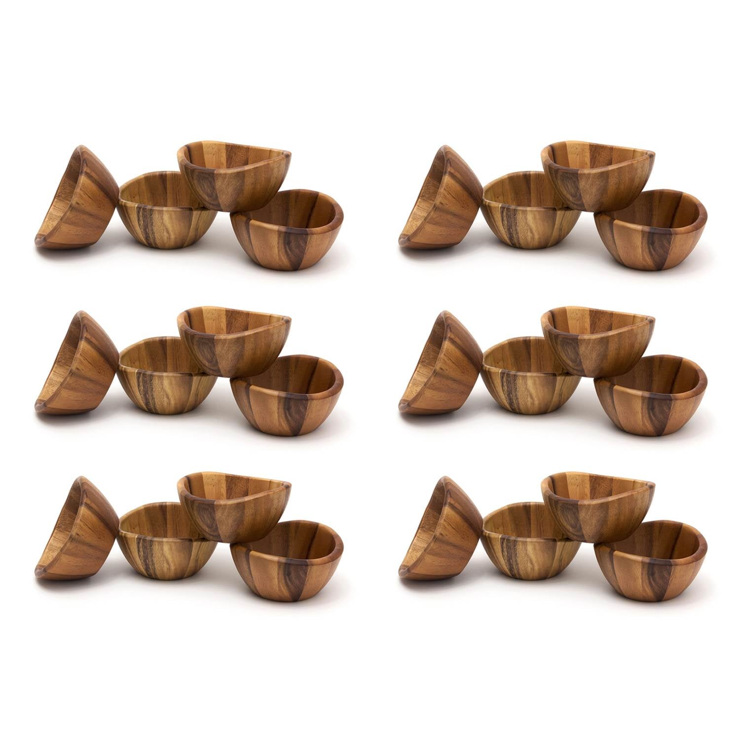 Lipper International Wooden Acacia Wave Shape Salad Serveware Bowl (6 Pack)