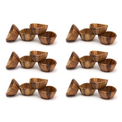 Lipper International Wooden Acacia Wave Shape Salad Serveware Bowl (6 Pack)