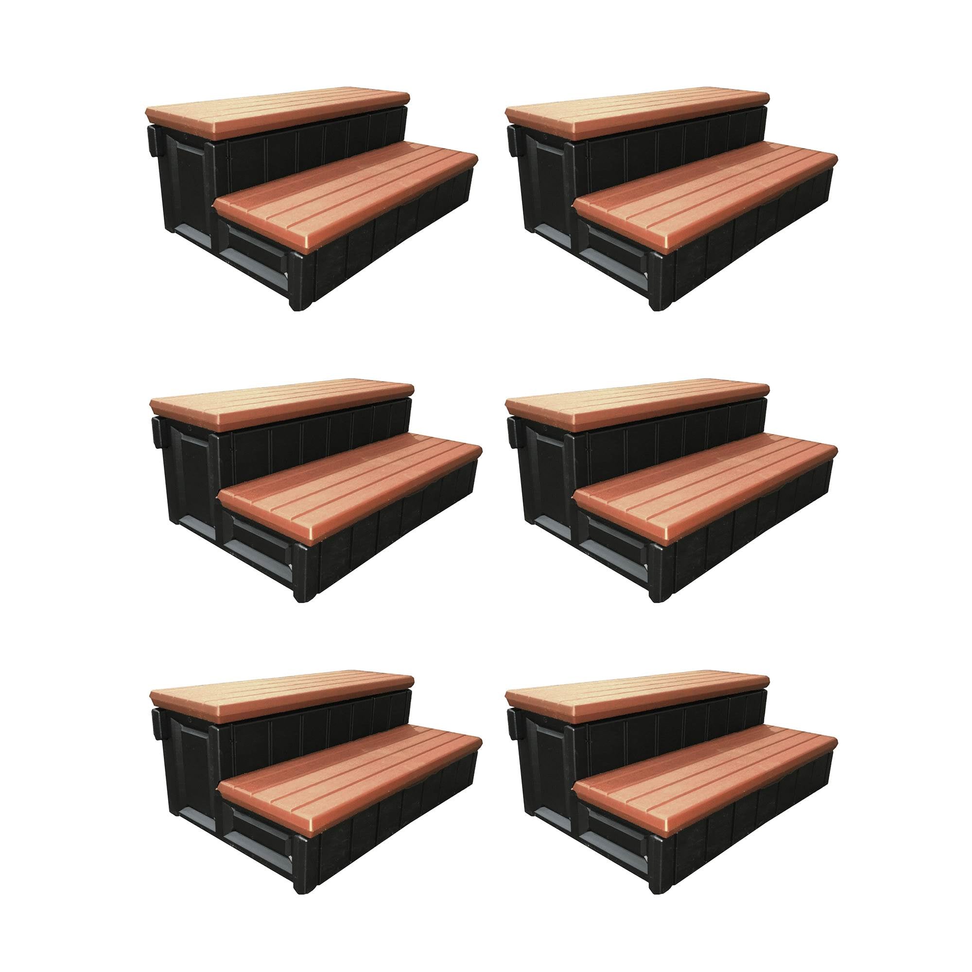 Leisure Accents 36" Deluxe Deck Patio Spa Hot Tub Steps, Redwood (6 Pack) - VMInnovations