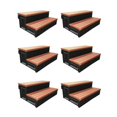 Leisure Accents 36" Deluxe Deck Patio Spa Hot Tub Steps, Redwood (6 Pack) - VMInnovations