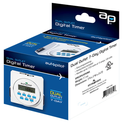 Autopilot 7 Day Dual Outlet Digital Programmable Timer Controller (12 Pack)