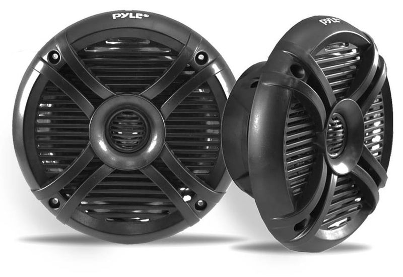 Pyle 6.5 Inch 250 Watt Marine Boat LED Light Black Speakers (16 Pack)
