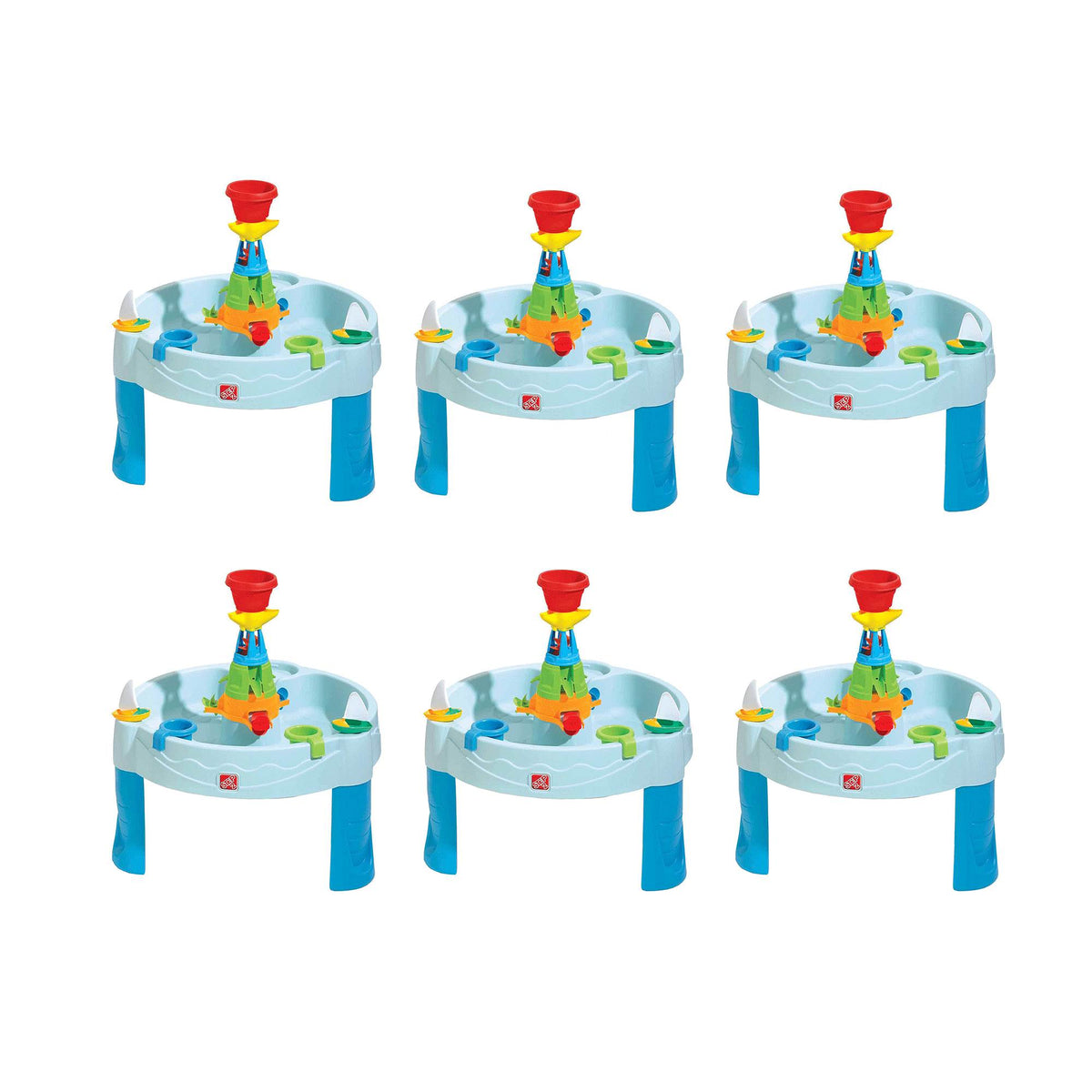 Step2 Water Works Plastic Toddler Outdoor Play Table with Accessories (6 Pack)