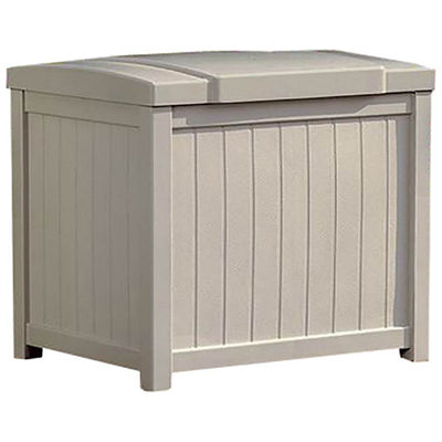 Suncast 22 Gallon Yard and Garden Stay Dry Resin Deck Box, Light Taupe (2 Pack)