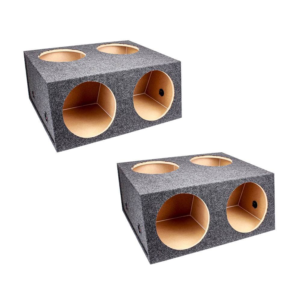 Q Power 4 Hole 12 Inch Sealed Divided Speaker Box Subwoofer Enclosure (2 Pack) - VMInnovations