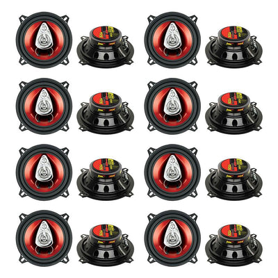 Boss CH5530 5.25" 3-Way 225W Car Audio Coaxial Speakers Stereo, Red (16 Pack)