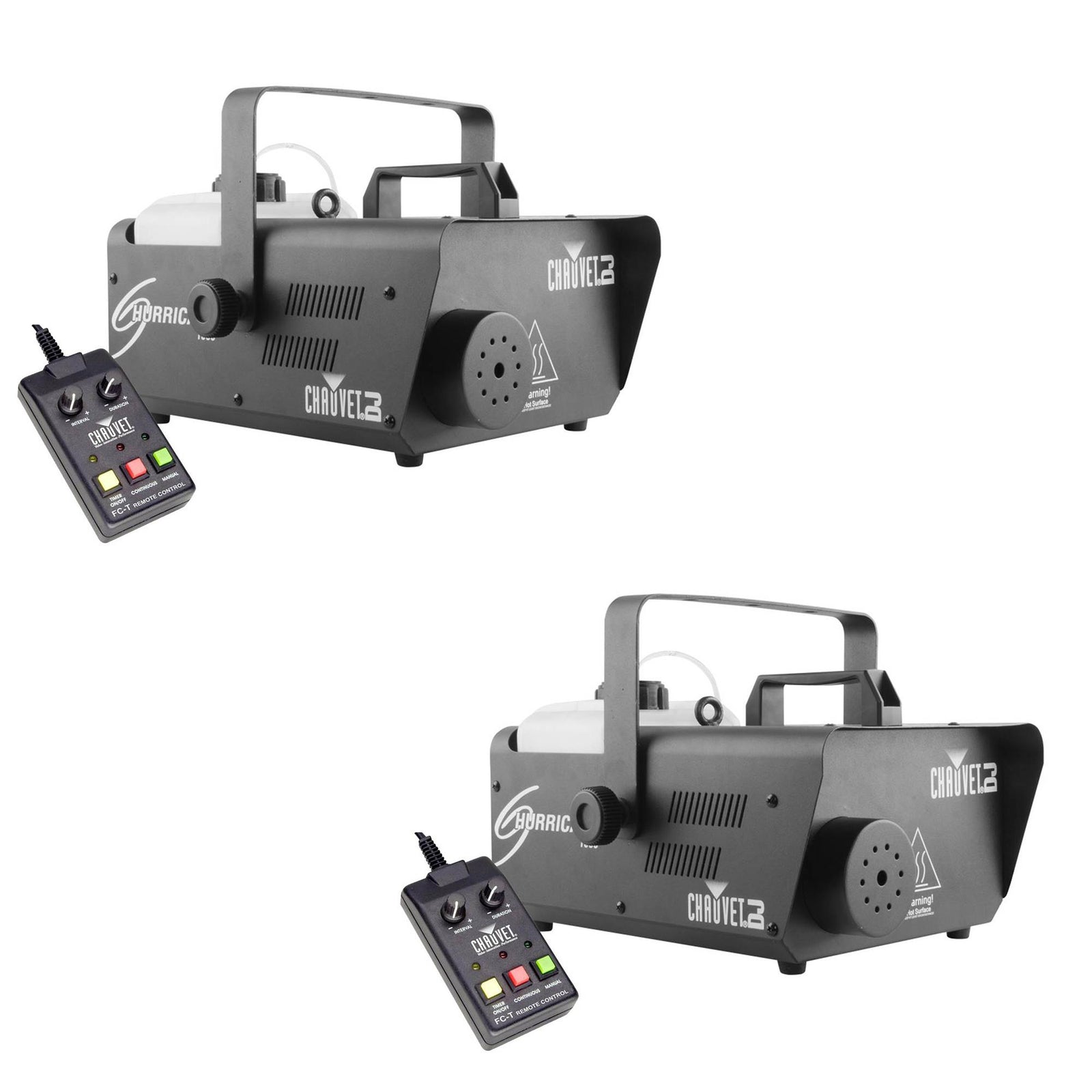 CHAUVET DJ Hurricane 1600 2.4L Pro Fog/Smoke Machine w/FC-T Wire Remote (2 Pack) - VMInnovations