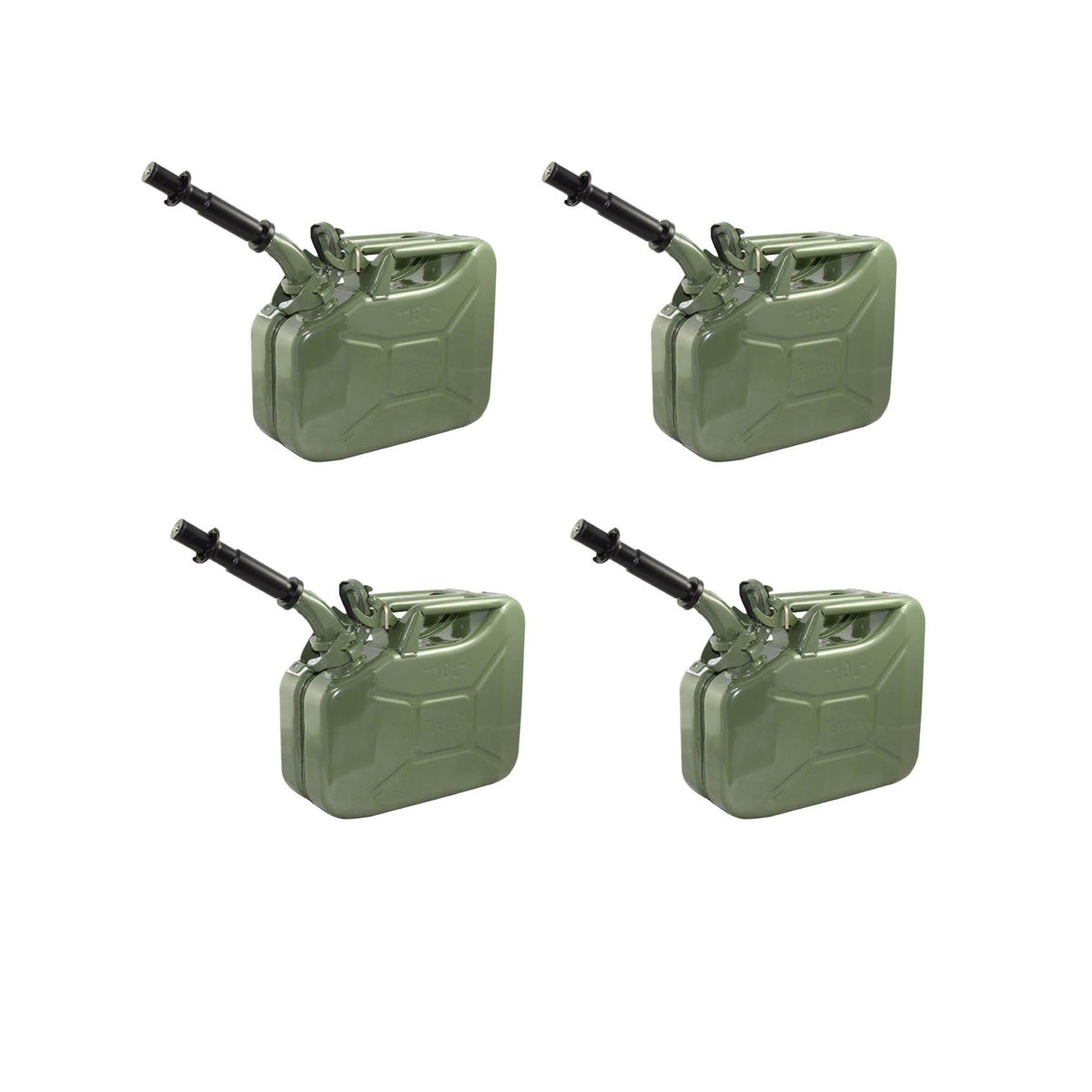 Wavian 3013 2.6 Gallon 10 Liter Steel Jerry Can, Green (4 Pack)