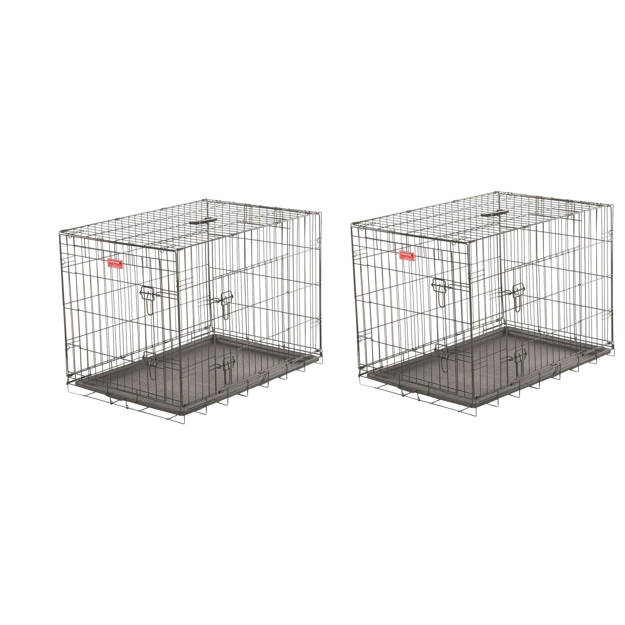 Lucky Dog 2 Door Dog Training Kennel with Removable Pan & Mat, Small (2 Pack)