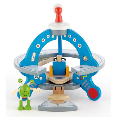 Hape Wooden UFO Space Ship and Multi Level Discovery Spaceship Center Play Sets