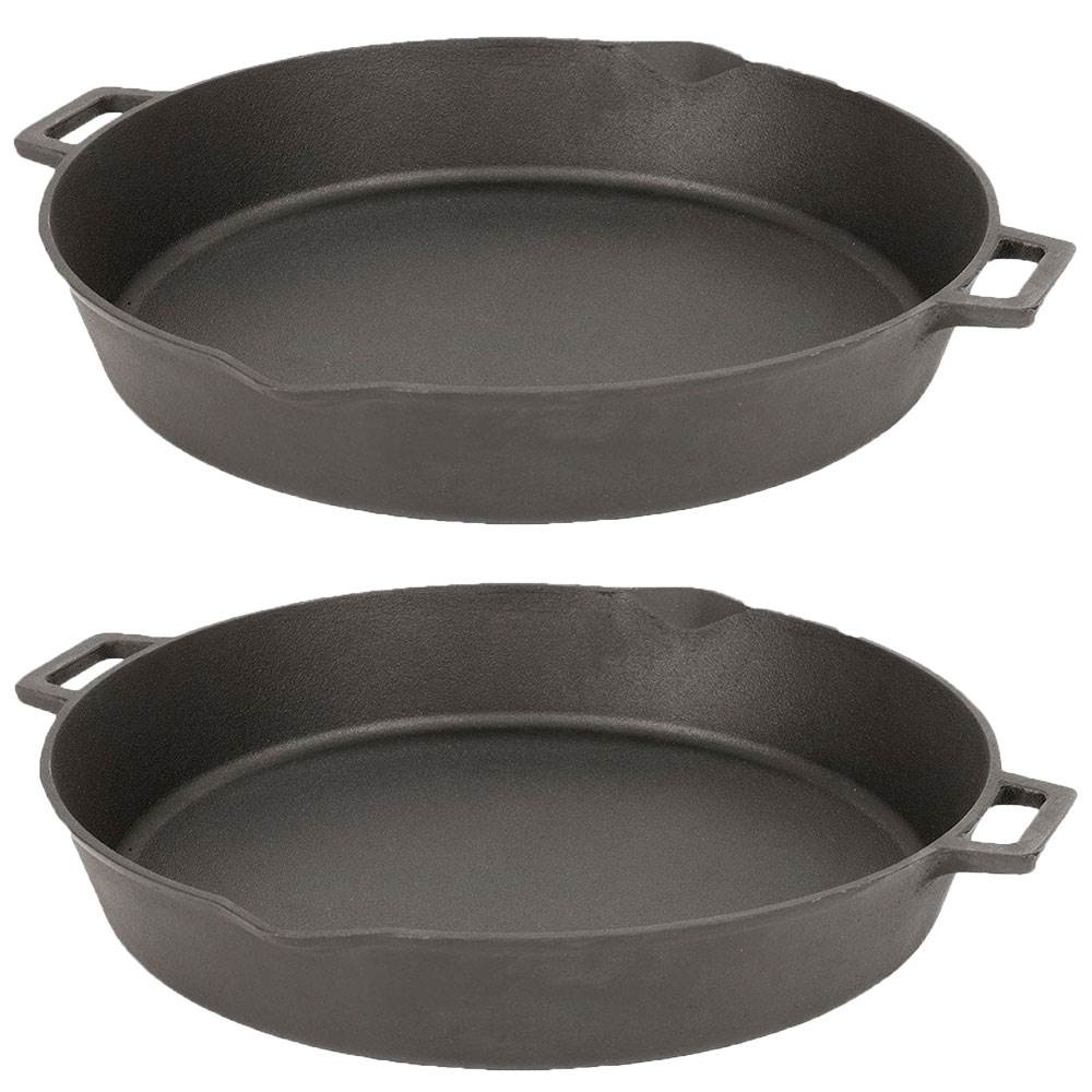 Bayou Classic 16 Inch Oven Safe Cast Iron Skillet Cooking Pot, Black (2 Pack) - VMInnovations