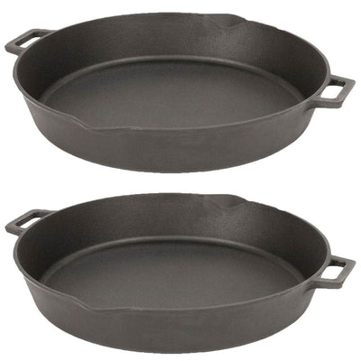 Bayou Classic 16 Inch Oven Safe Cast Iron Skillet Cooking Pot, Black (2 Pack) - VMInnovations