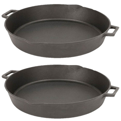 Bayou Classic 16 Inch Oven Safe Cast Iron Skillet Cooking Pot, Black (2 Pack)