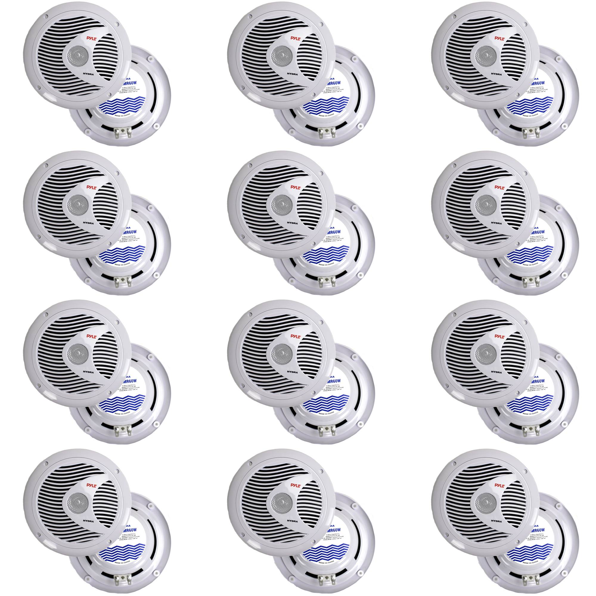 Pyle 6.5 Inch 150 Watt Dual Cone Boat Marine Water Resistant Speakers (24 Pack)