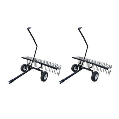 Yard Tuff 60" Pine Straw Garden Rake for ATV, UTV, or Utility Tractor (2 Pack)