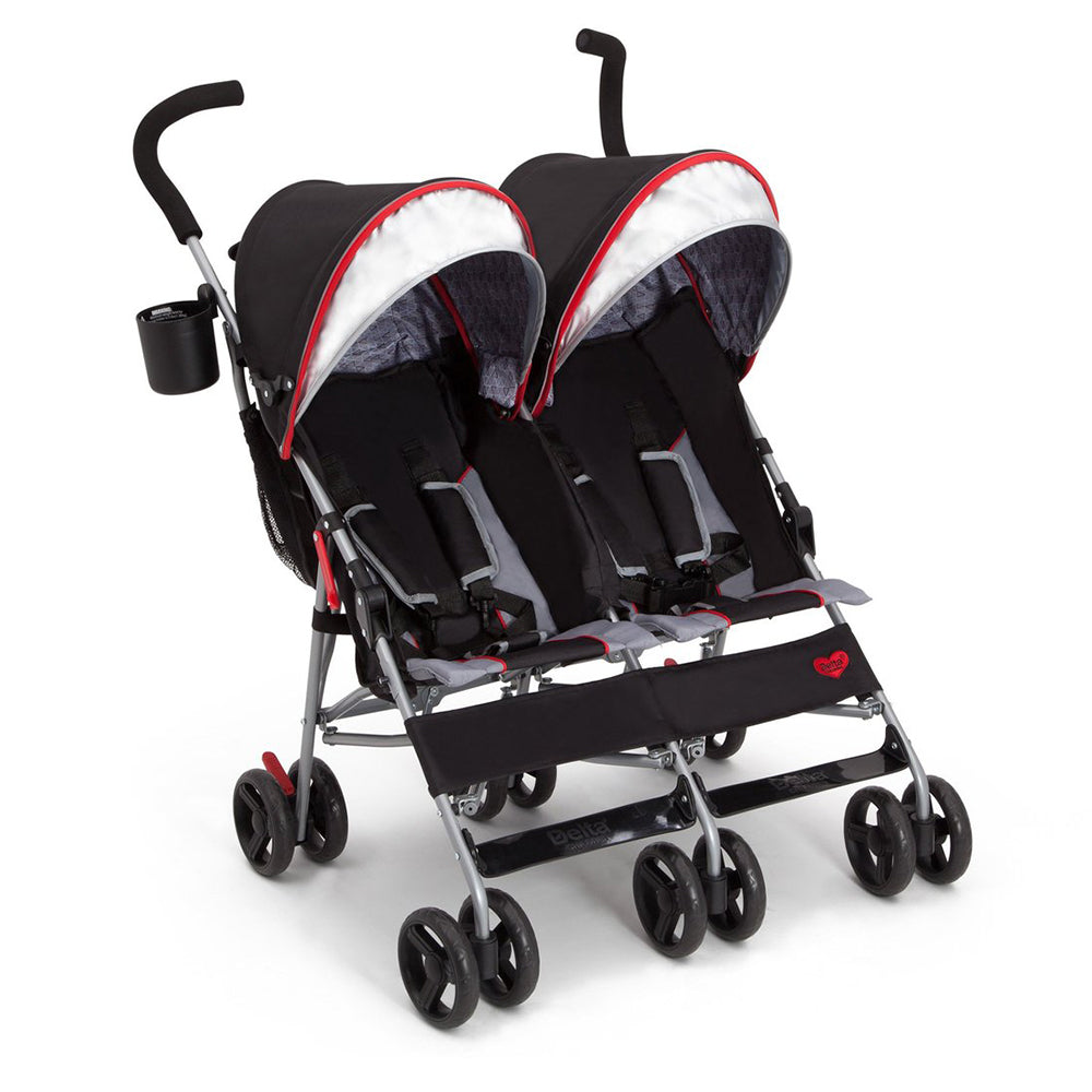 Delta Children LX Plus Side x Side Double Stroller, Red Triangular (Open Box)