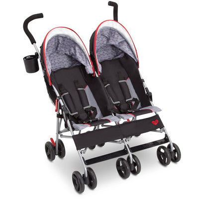 Delta Children LX Plus Side x Side Double Stroller, Red Triangular (Open Box)