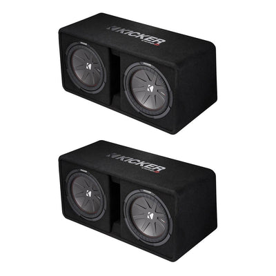 Kicker Dual 12" 2000W 2-Ohm High-Performance Loaded Subwoofer Enclosure (2 Pack)