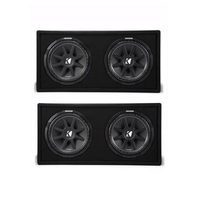 Kicker 12 Inch 600 Watt Comp Dual Car Audio Loaded Subwoofer Enclosure (2 Pack)