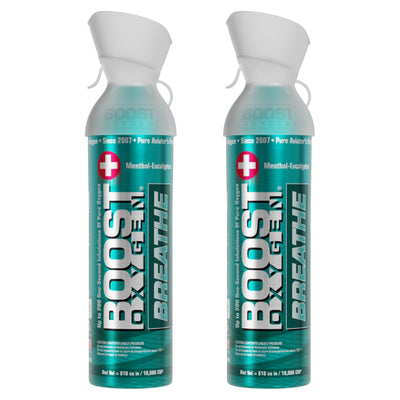 2 Pack 10L Boost Oxygen Natural Portable Pure Canned Oxygen, Menthol Eucalyptus