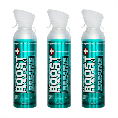 Boost Oxygen Natural Portable 10 Liter Pure Oxygen Canister, Menthol (3 Pack)