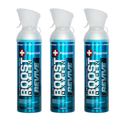 Boost Oxygen Natural Portable 10 Liter Pure Oxygen Canister, Peppermint (3 Pack)