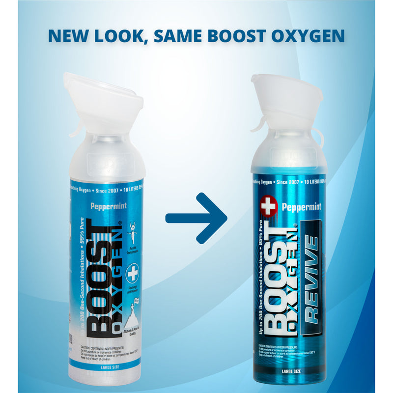 Boost Oxygen Natural Portable 10 Liter Pure Oxygen Canister, Peppermint (6 Pack)