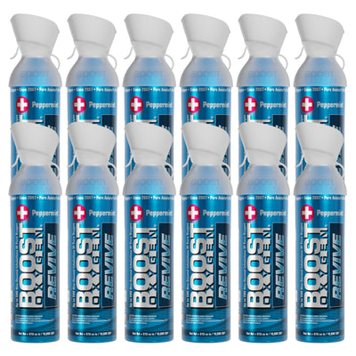 Boost Oxygen Natural Portable 10 Liter Oxygen Canister, Peppermint (12 Pack) - VMInnovations