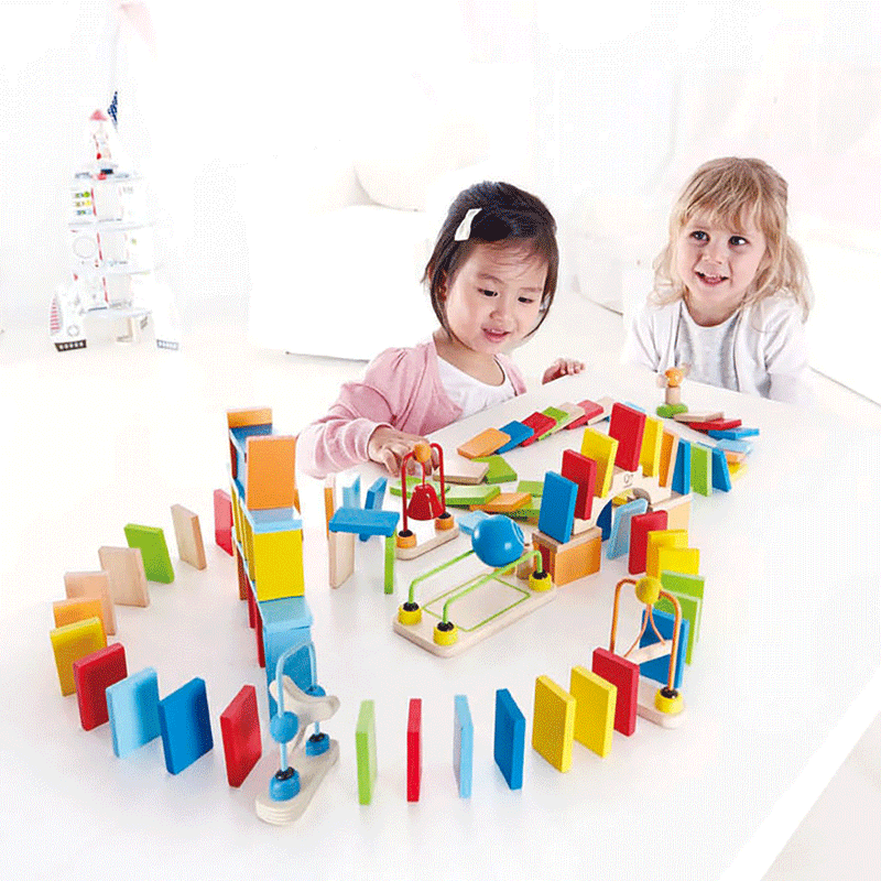 Hape Dynamo Dominoes Colorful Wooden Trail Building Toy Game Set (6 Pack)
