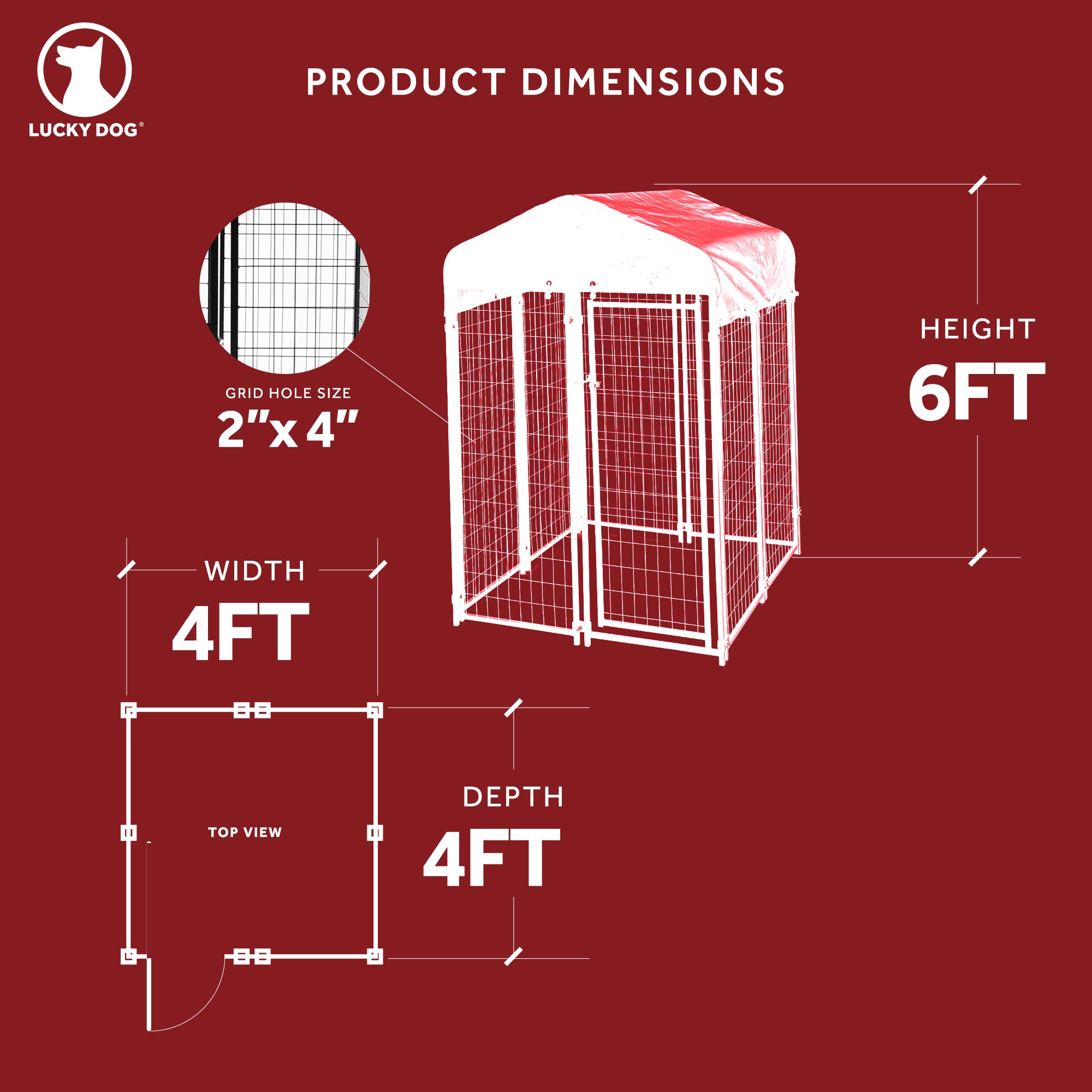 Lucky Dog Uptown  4 x 4 x 6 Foot Covered Dog Kennel Cage Pen (Open Box)
