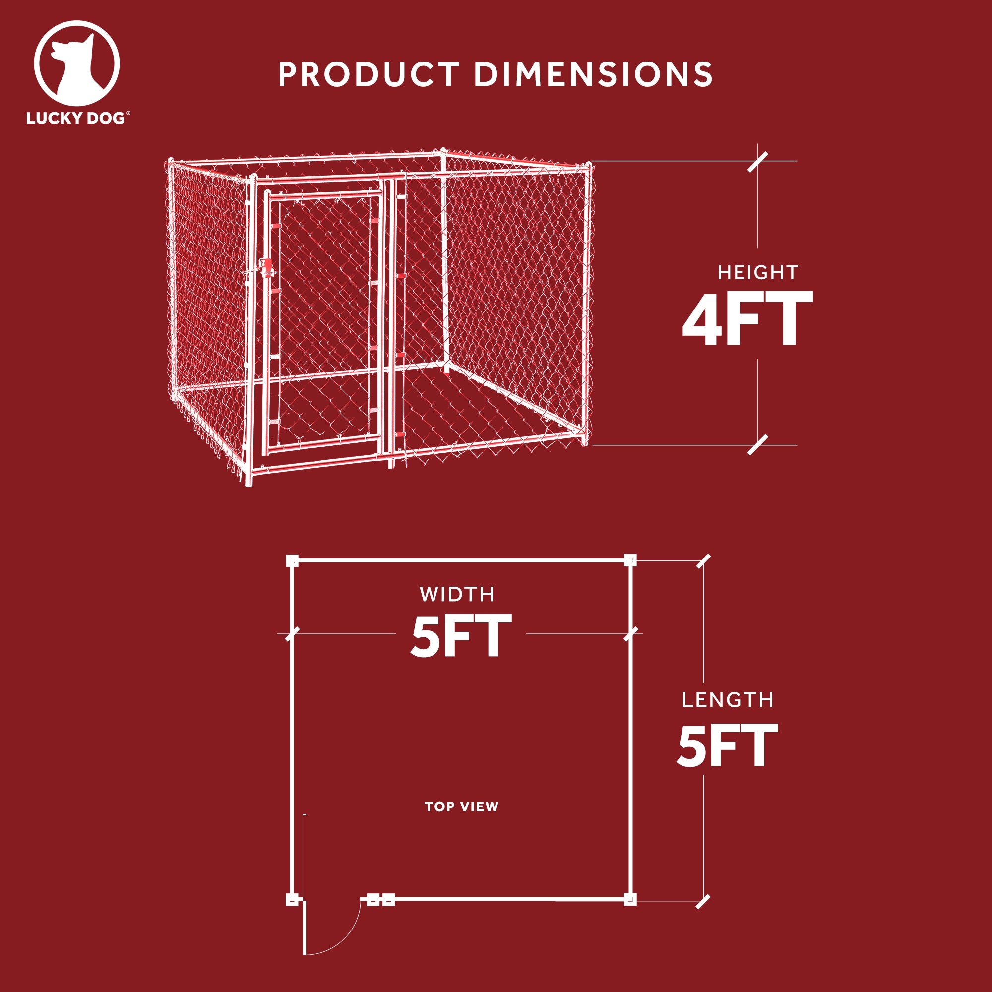 Lucky Dog 5 x 5 x 4 Foot Heavy Duty Chain Link Dog Kennel Enclosure (Used) - VMInnovations