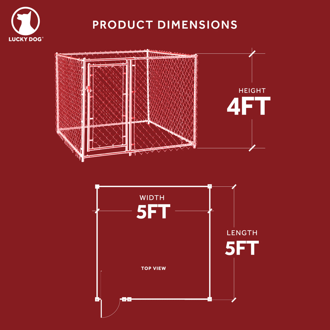 Lucky Dog 5x5x4' Heavy Duty Outdoor Chain Link Dog Kennel Enclosure (Open Box)