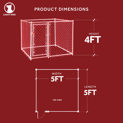 Lucky Dog 5x5x4' Heavy Duty Outdoor Chain Link Dog Kennel Enclosure (Open Box) - VMInnovations