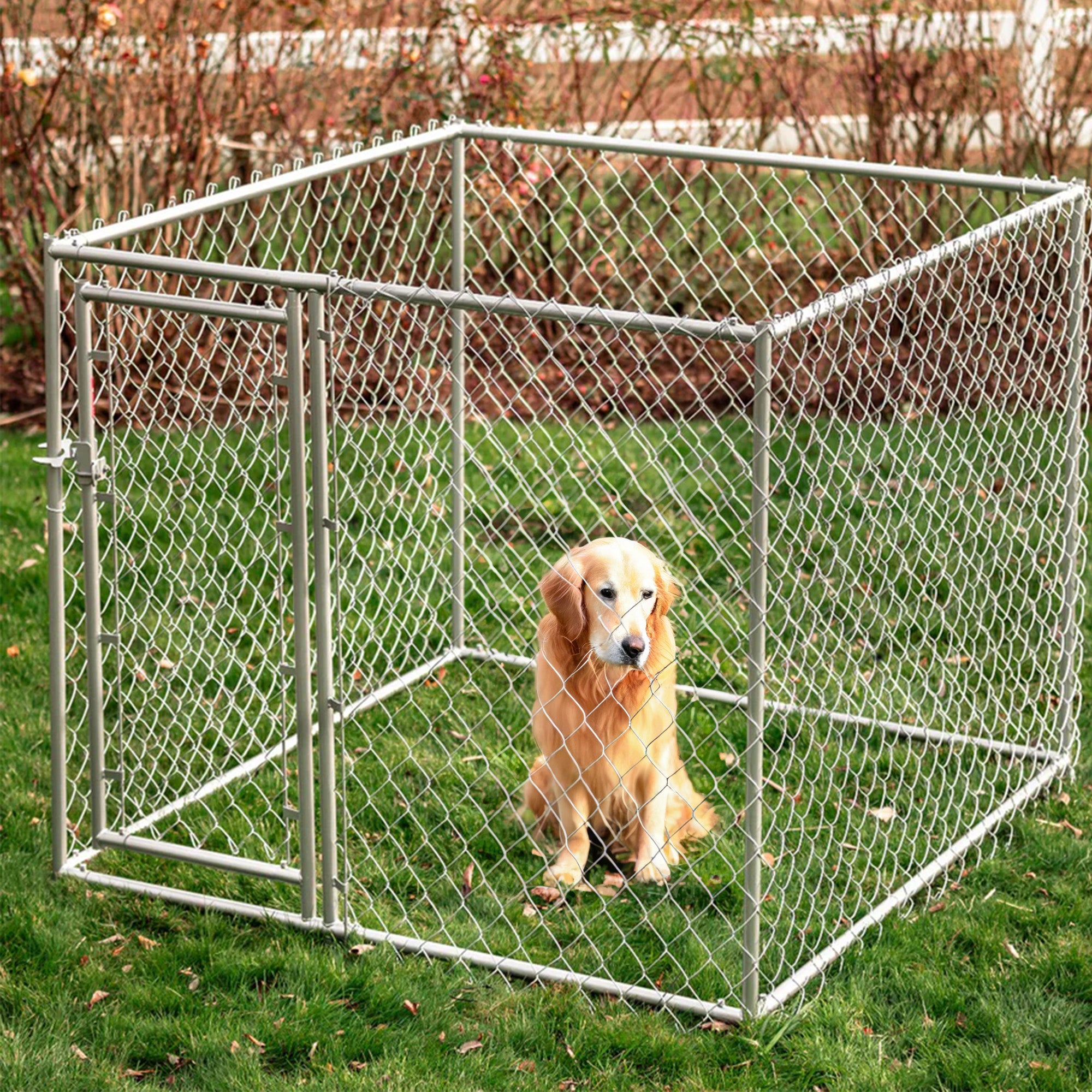 Lucky Dog 5x5x4' Heavy Duty Outdoor Chain Link Dog Kennel Enclosure (Open Box) - VMInnovations
