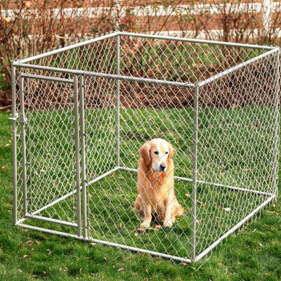 Lucky Dog 5x5x4' Heavy Duty Outdoor Chain Link Dog Kennel Enclosure (Open Box) - VMInnovations