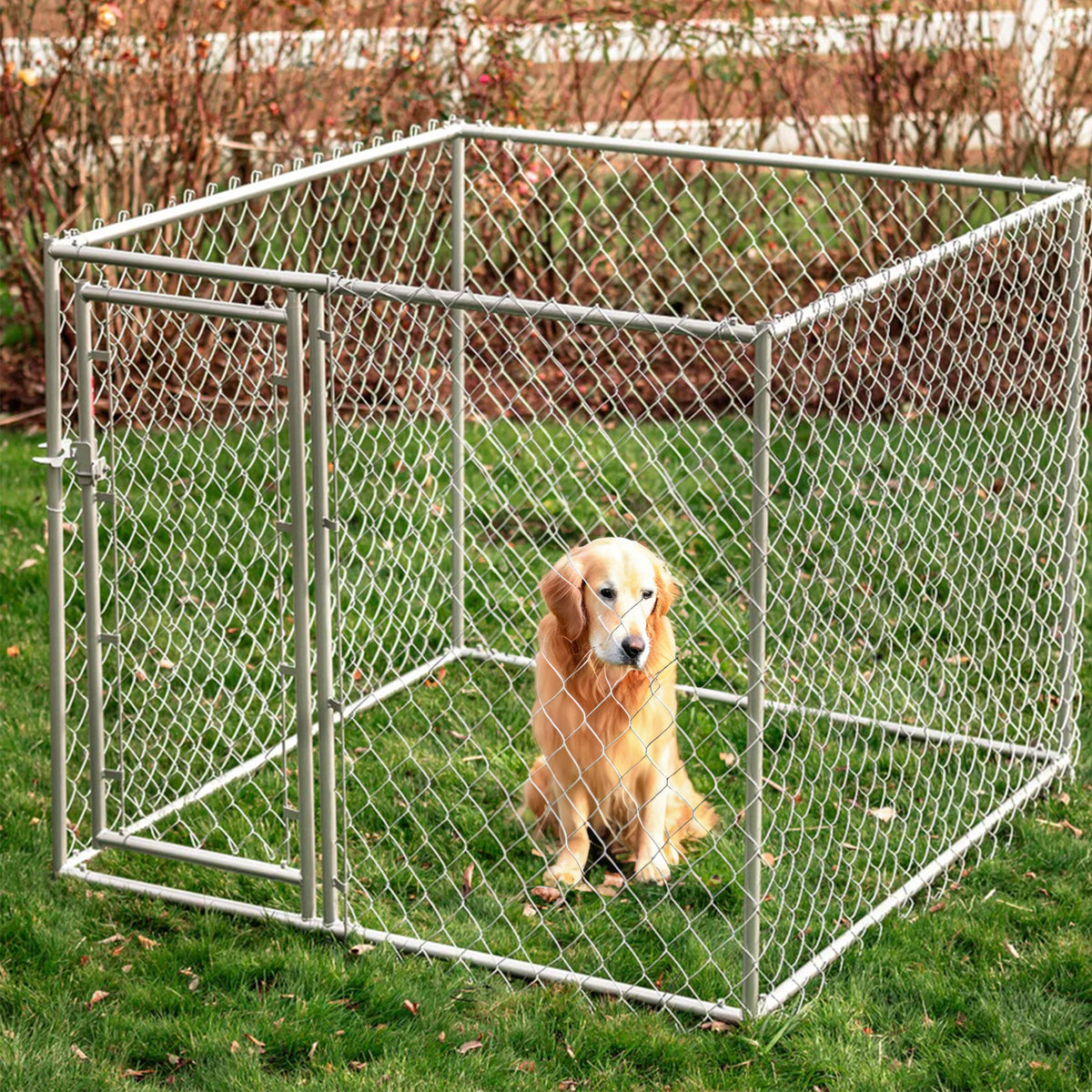 Lucky Dog 5 x 5 x 4 Foot Heavy Duty Outdoor Chain Link Dog Kennel (2 Pack)