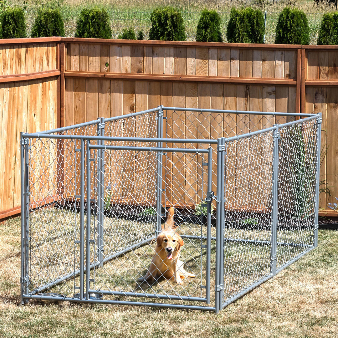 Lucky Dog 10' x 5' x 4' Heavy Duty Steel Outdoor Chain Link Dog Kennel Enclosure