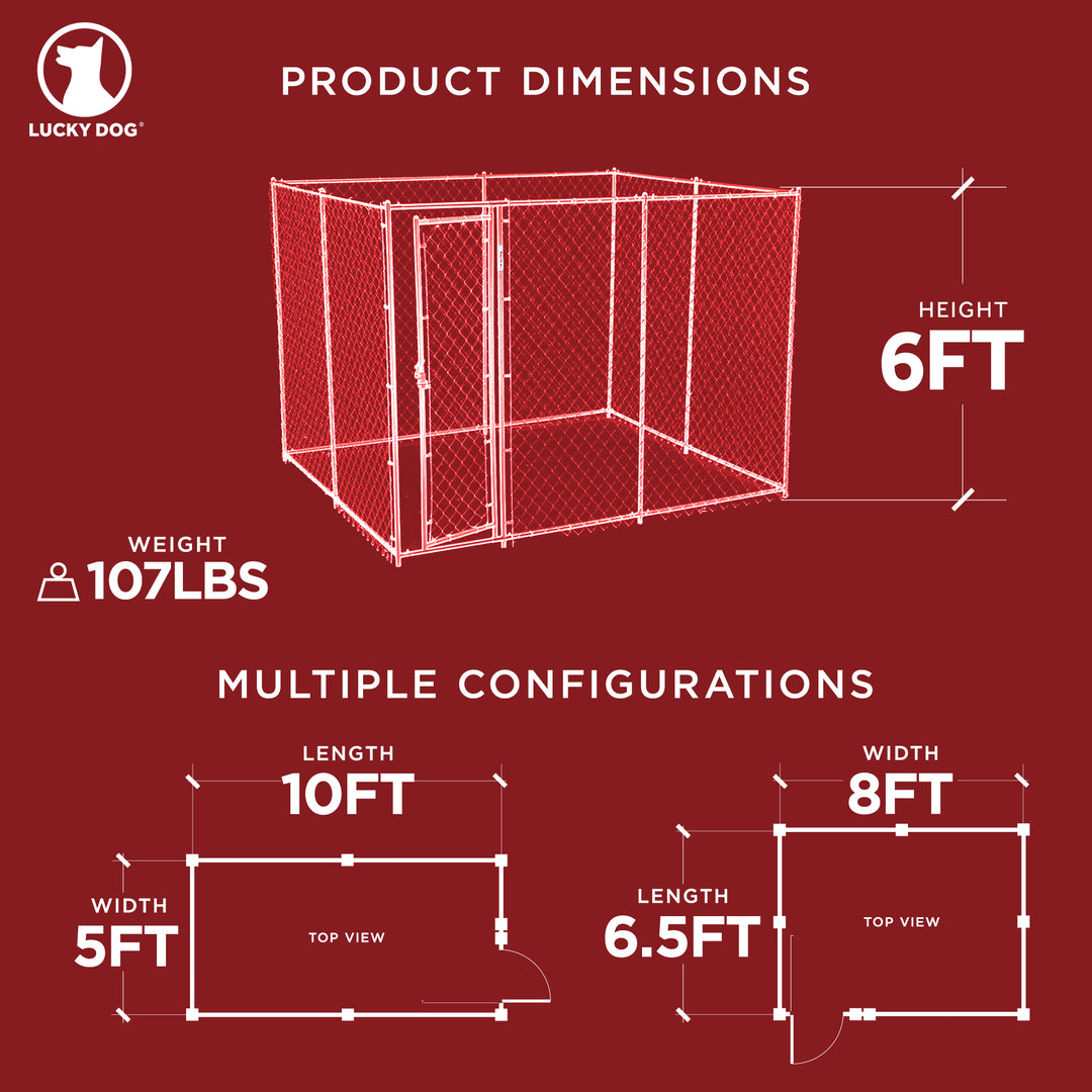 Lucky Dog 10 x 5 x 6" Heavy Duty Outdoor Chain Link Dog House Kennel (2 Pack)