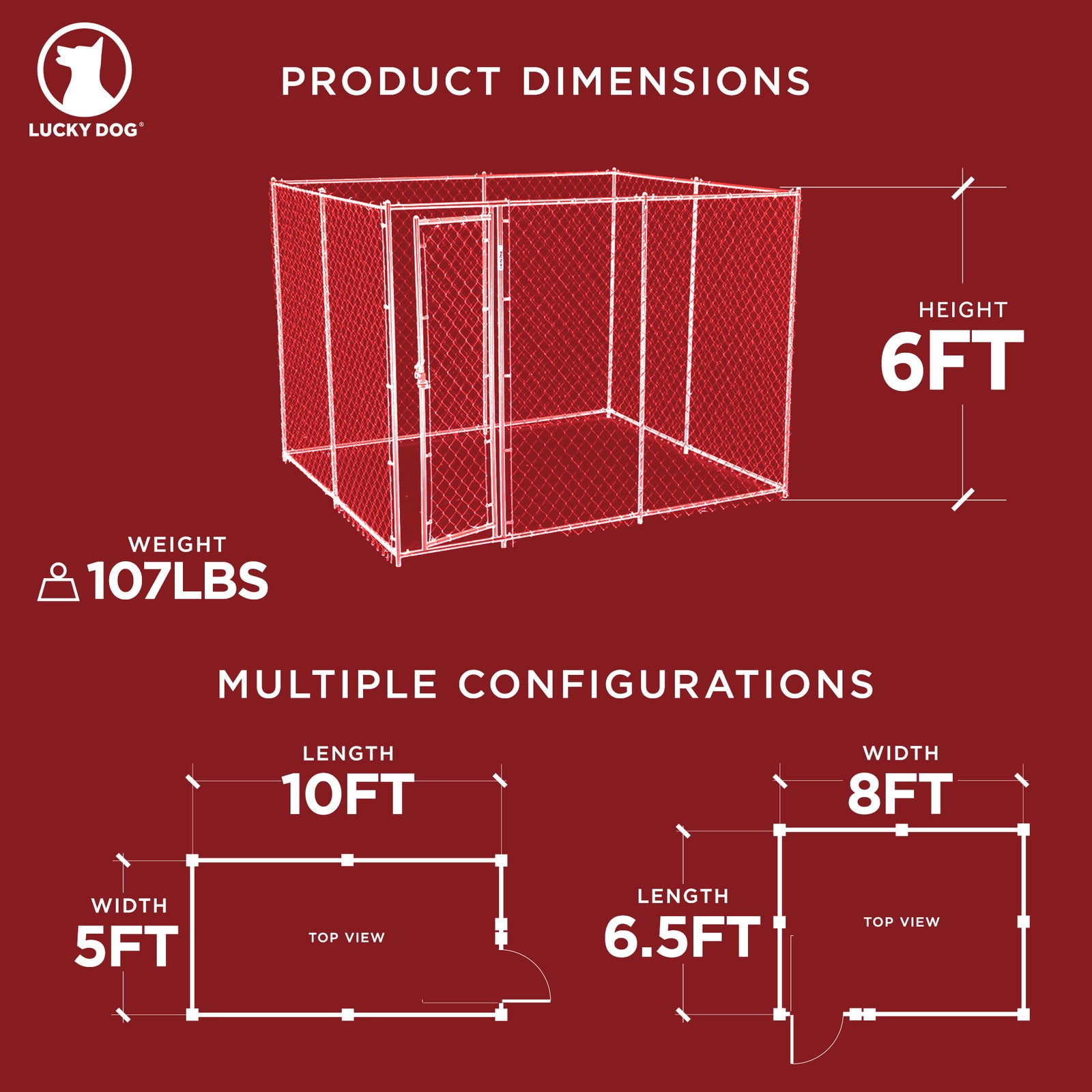 Lucky Dog 10 x 5 x 6 Foot Chain Link Dog Kennel Enclosure (Used) - VMInnovations
