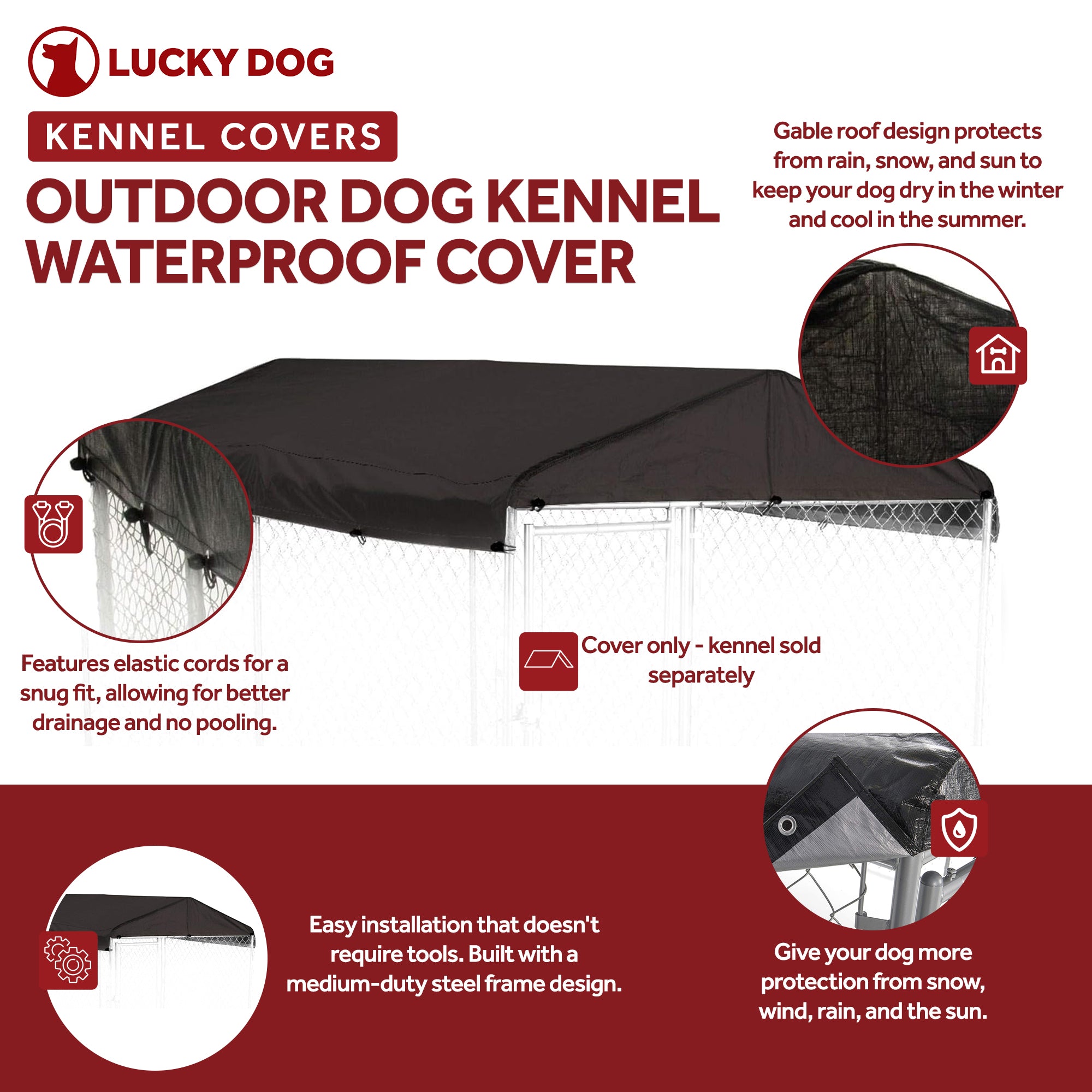 WeatherGuard 5x10' Outdoor Dog Run Kennel Enclosure Waterproof Roof Cover(Used)